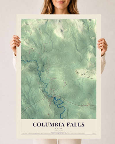 Columbia Falls, Maine map print - 24 x 36 archival matte print