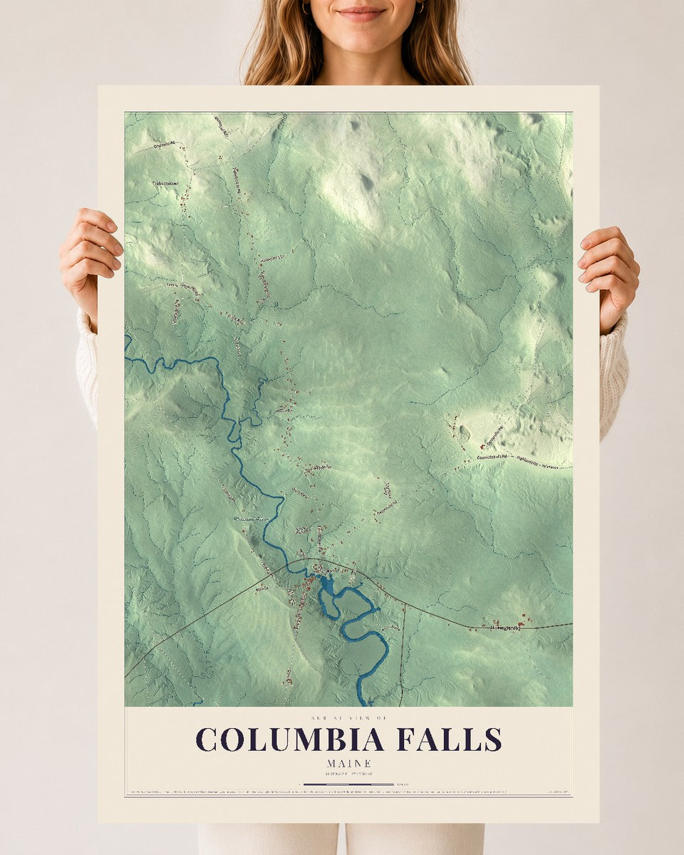 Columbia Falls, Maine map print - 24 x 36 archival matte print