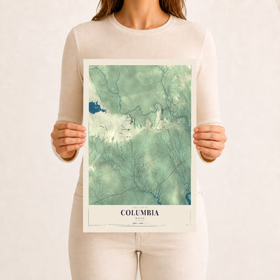 Columbia, Maine map print - 12 x 18 archival matte print