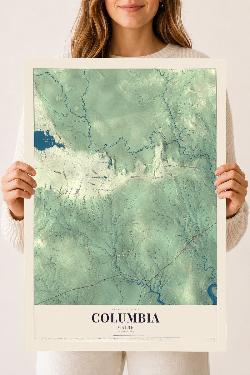 Columbia, Maine map print - 18 x 24 archival matte print