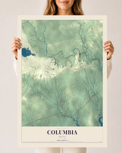 Columbia, Maine map print - 24 x 36 archival matte print