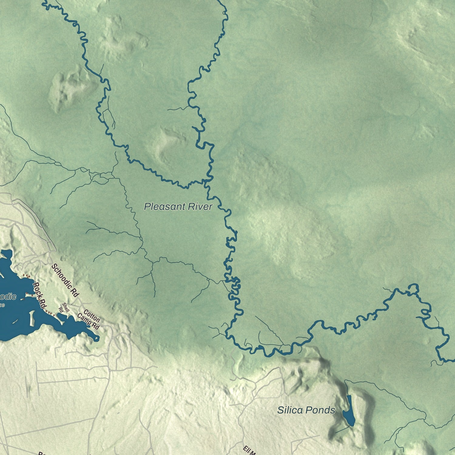 Terrain and local geography detail from the Columbia, Maine map
