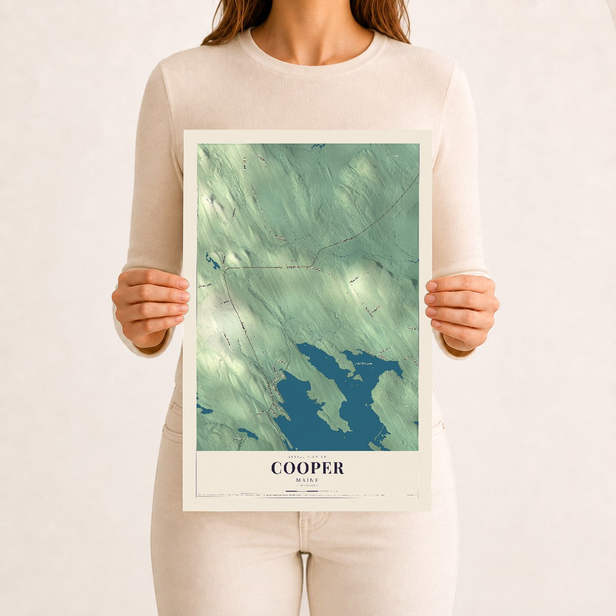 Cooper, Maine map print - 12 x 18 archival matte print