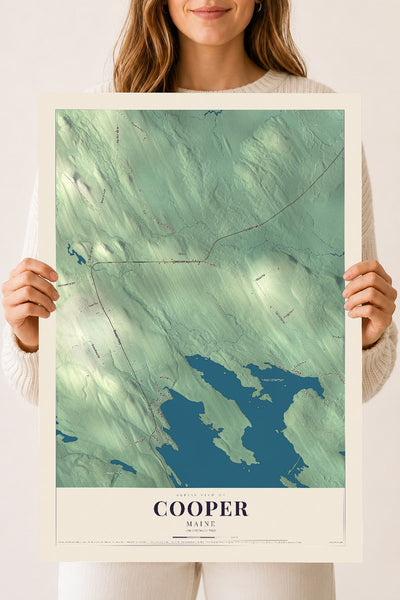 Cooper, Maine map print - 18 x 24 archival matte print