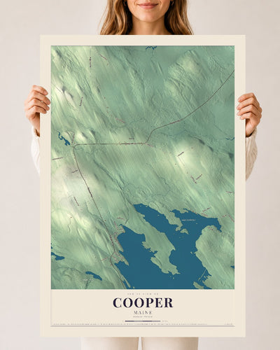 Cooper, Maine map print - 24 x 36 archival matte print