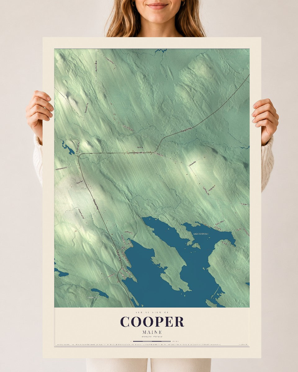 Cooper, Maine map print - 24 x 36 archival matte print