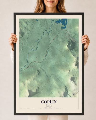 Coplin, Maine map print - 24 x 36 black Ayous wood frame