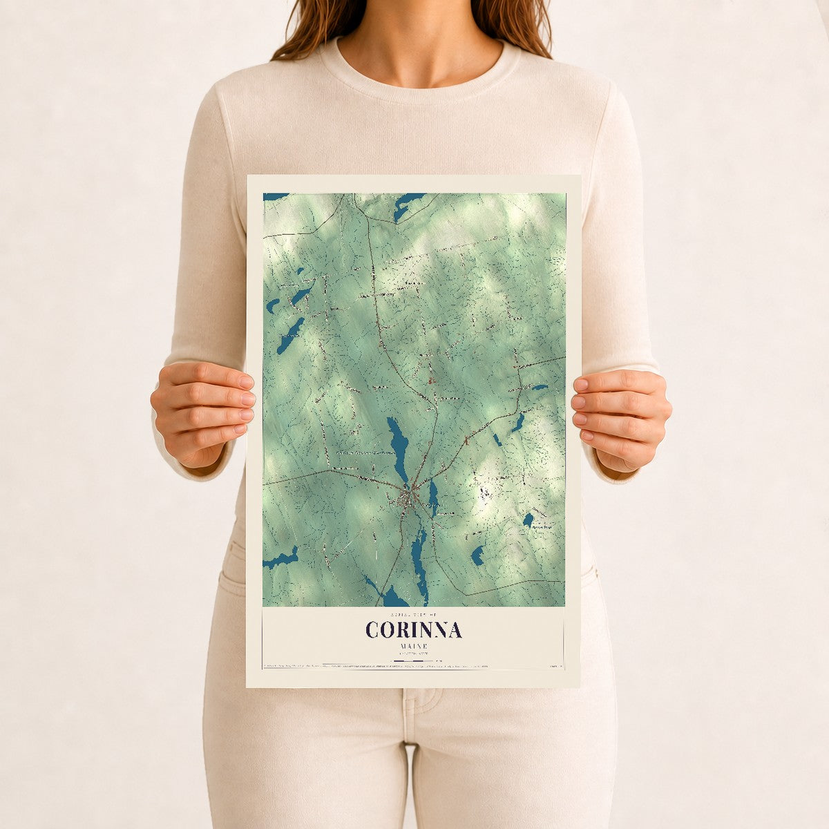 Corinna, Maine map print - 12 x 18 archival matte print