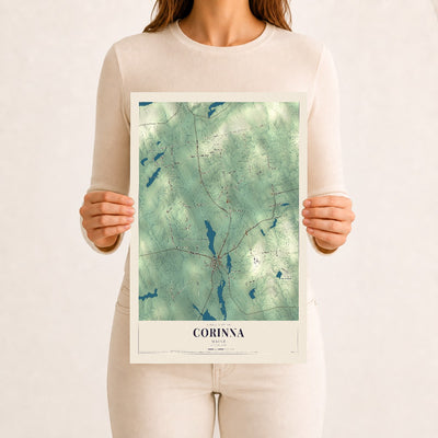 Corinna, Maine map print - 12 x 18 archival matte print
