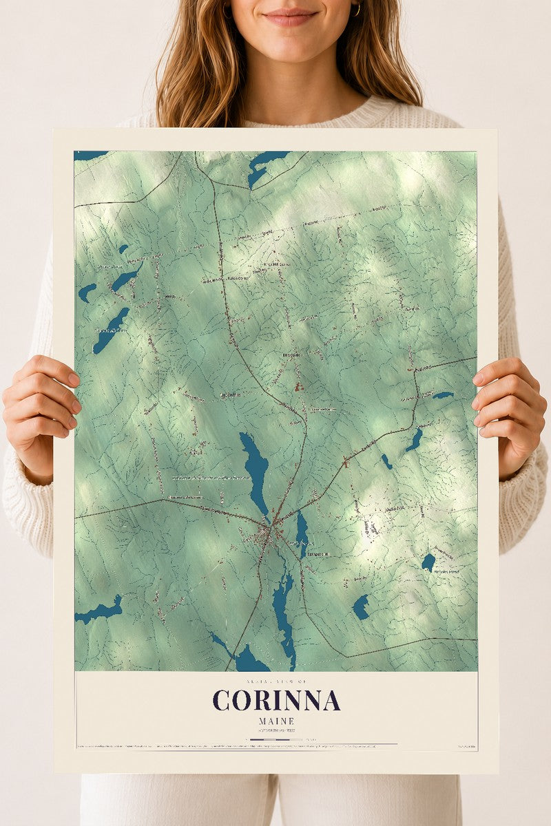 Corinna, Maine map print - 18 x 24 archival matte print