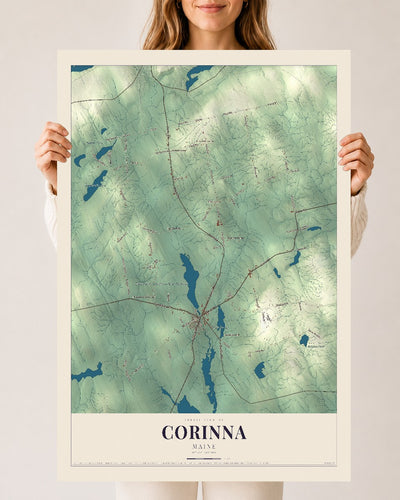 Corinna, Maine map print - 24 x 36 archival matte print