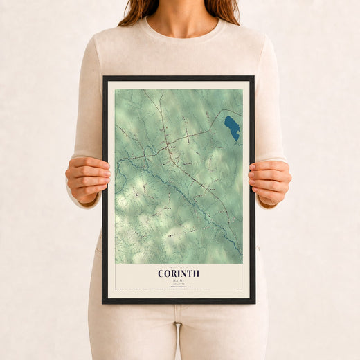 Map of Corinth, Maine, 12 x 18 inch print in a black wood frame