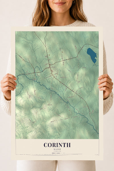 Corinth, Maine map print - 18 x 24 archival matte print