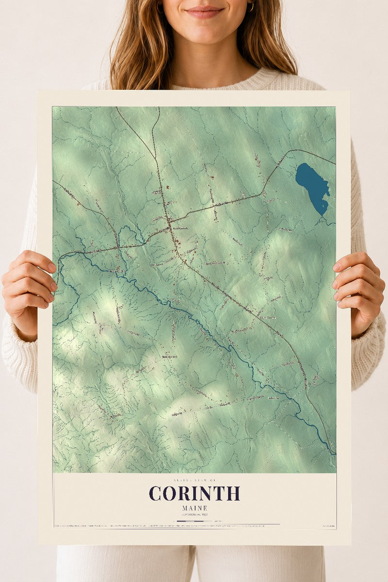Corinth, Maine map print - 18 x 24 archival matte print