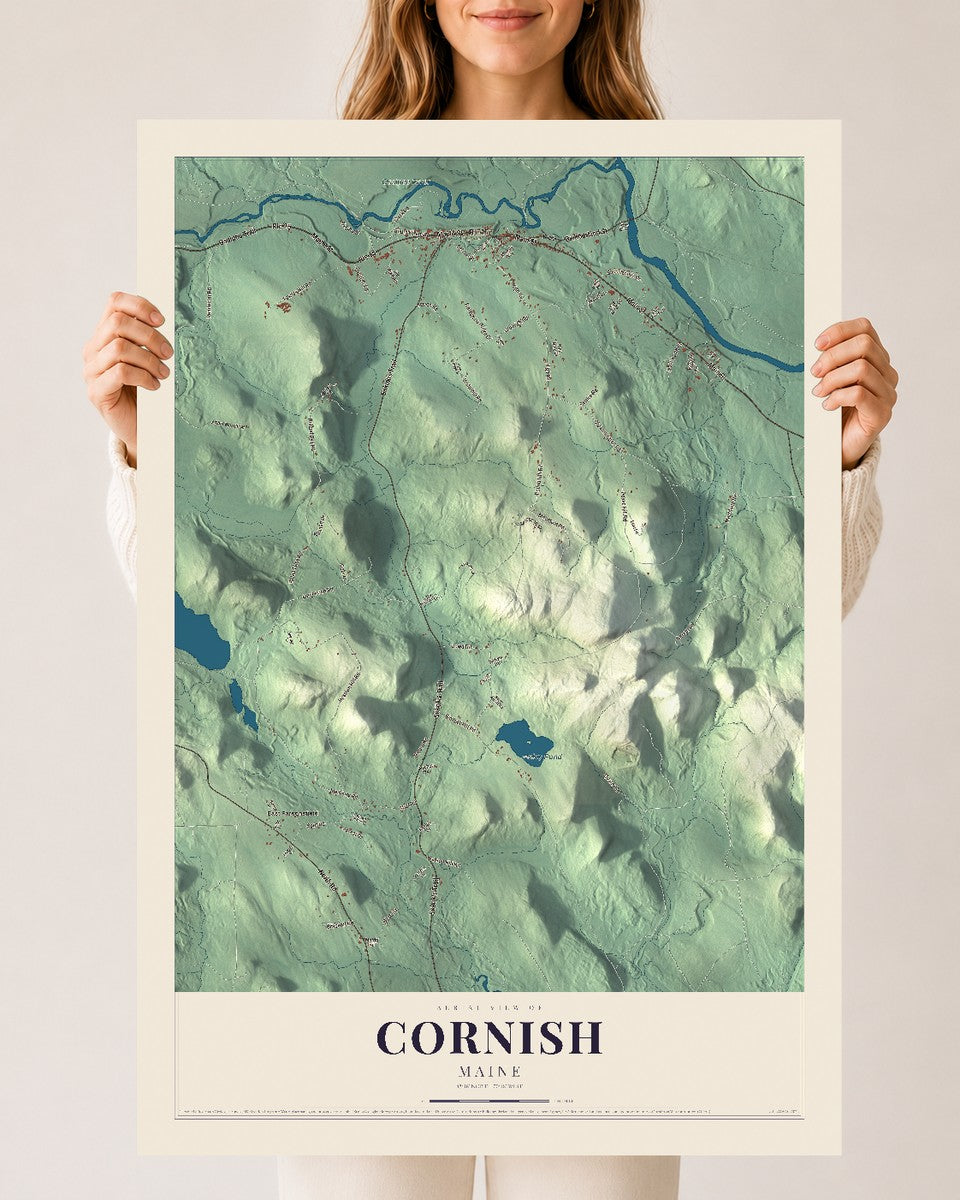 Cornish, Maine map print - 24 x 36 archival matte print
