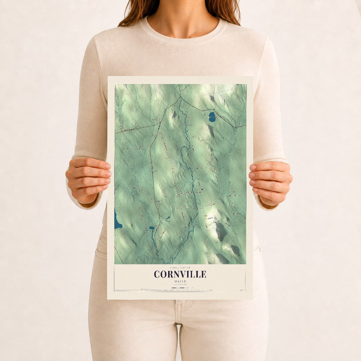 Cornville, Maine map print - 12 x 18 archival matte print