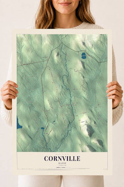 Cornville, Maine map print - 18 x 24 archival matte print