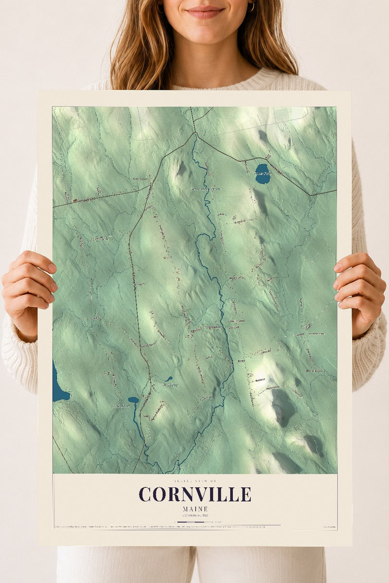 Cornville, Maine map print - 18 x 24 archival matte print