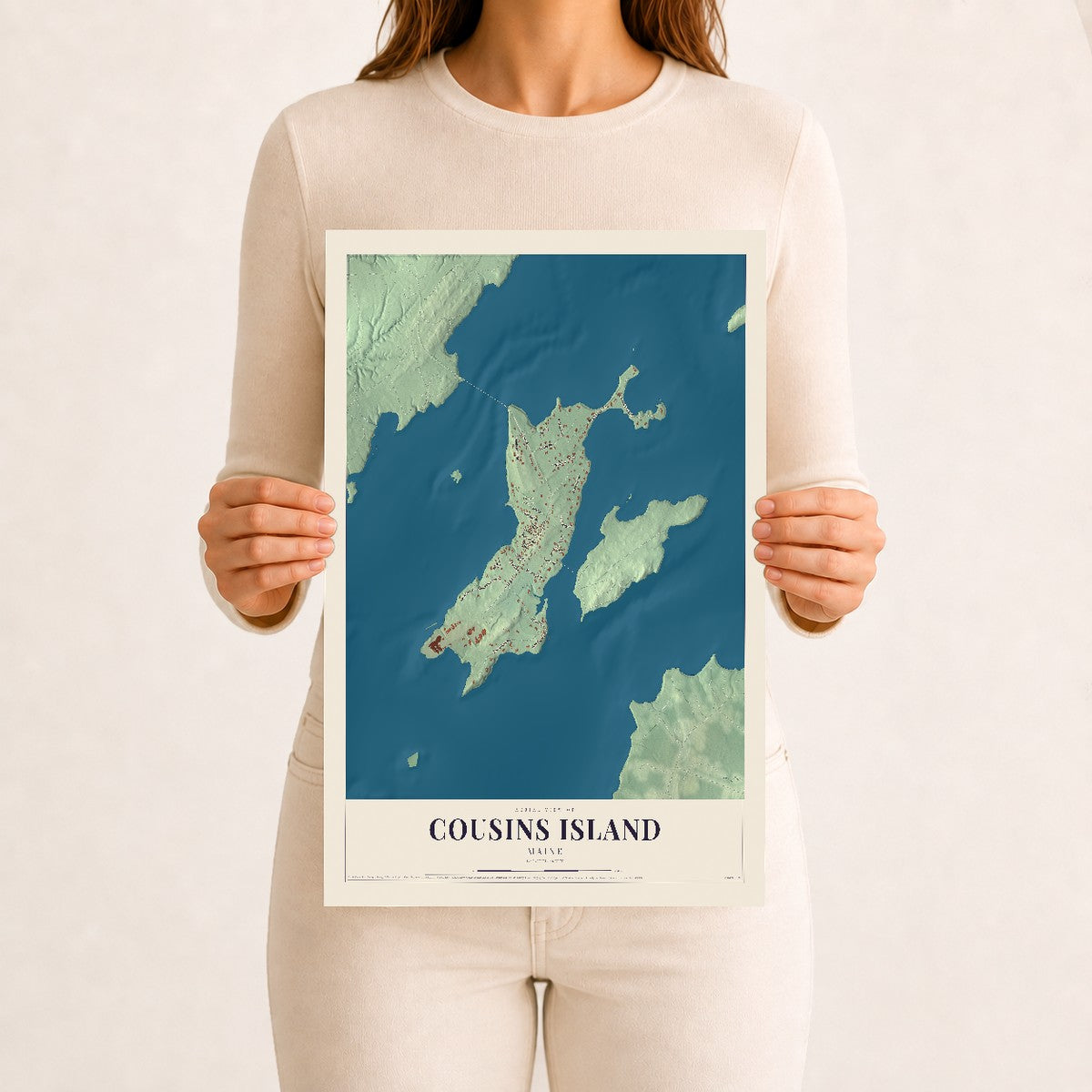 Cousins Island, Maine map print - 12 x 18 archival matte print