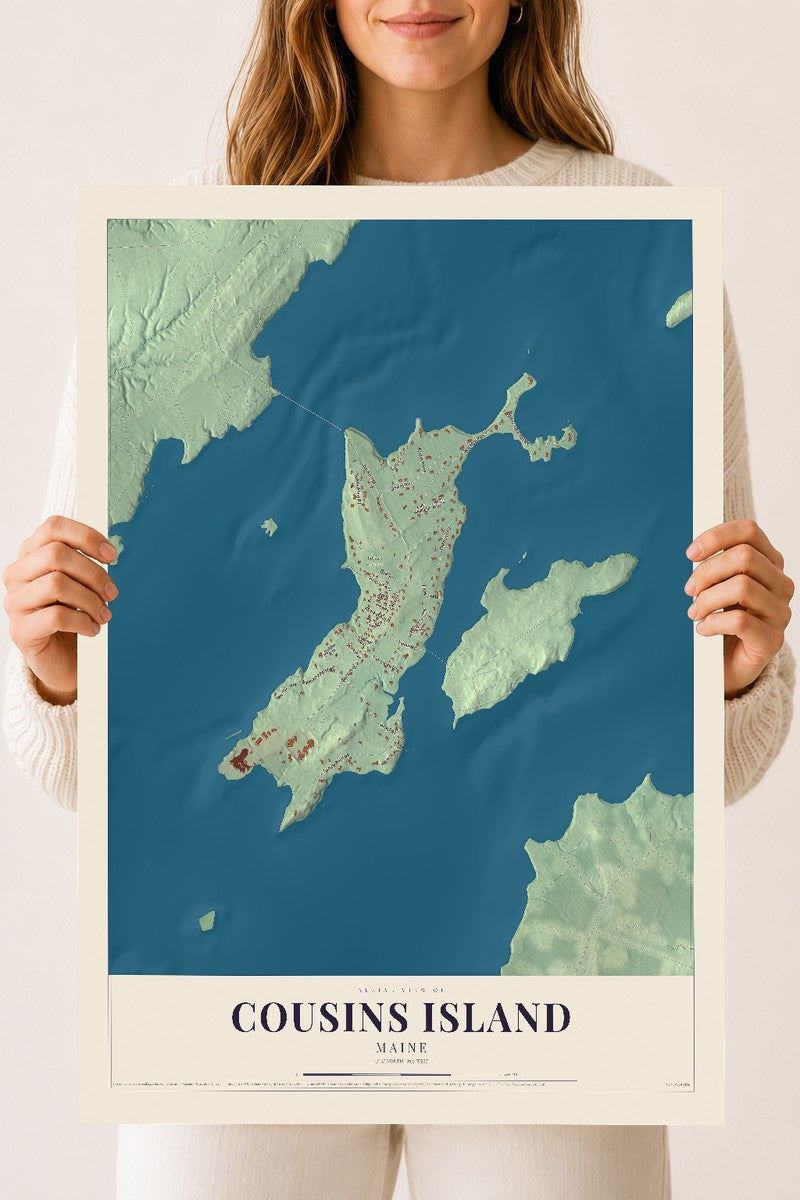 Cousins Island, Maine map print - 18 x 24 archival matte print
