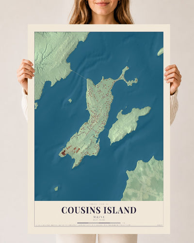 Cousins Island, Maine map print - 24 x 36 archival matte print