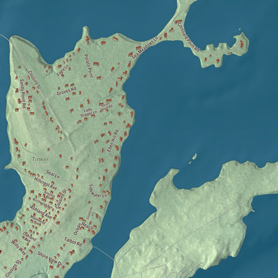 Terrain and local geography detail from the Cousins Island, Maine map