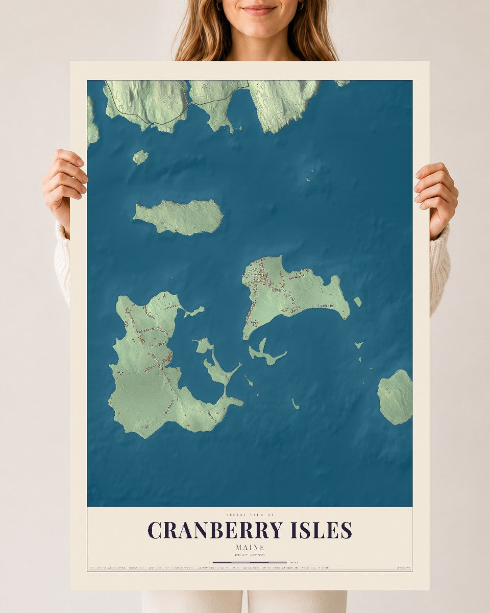 Cranberry Isles, Maine map print - 24 x 36 archival matte print
