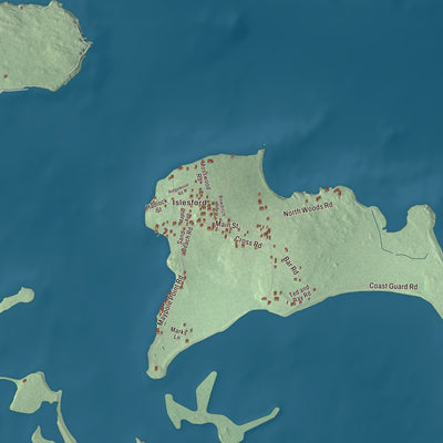 Terrain and local geography detail from the Cranberry Isles, Maine map