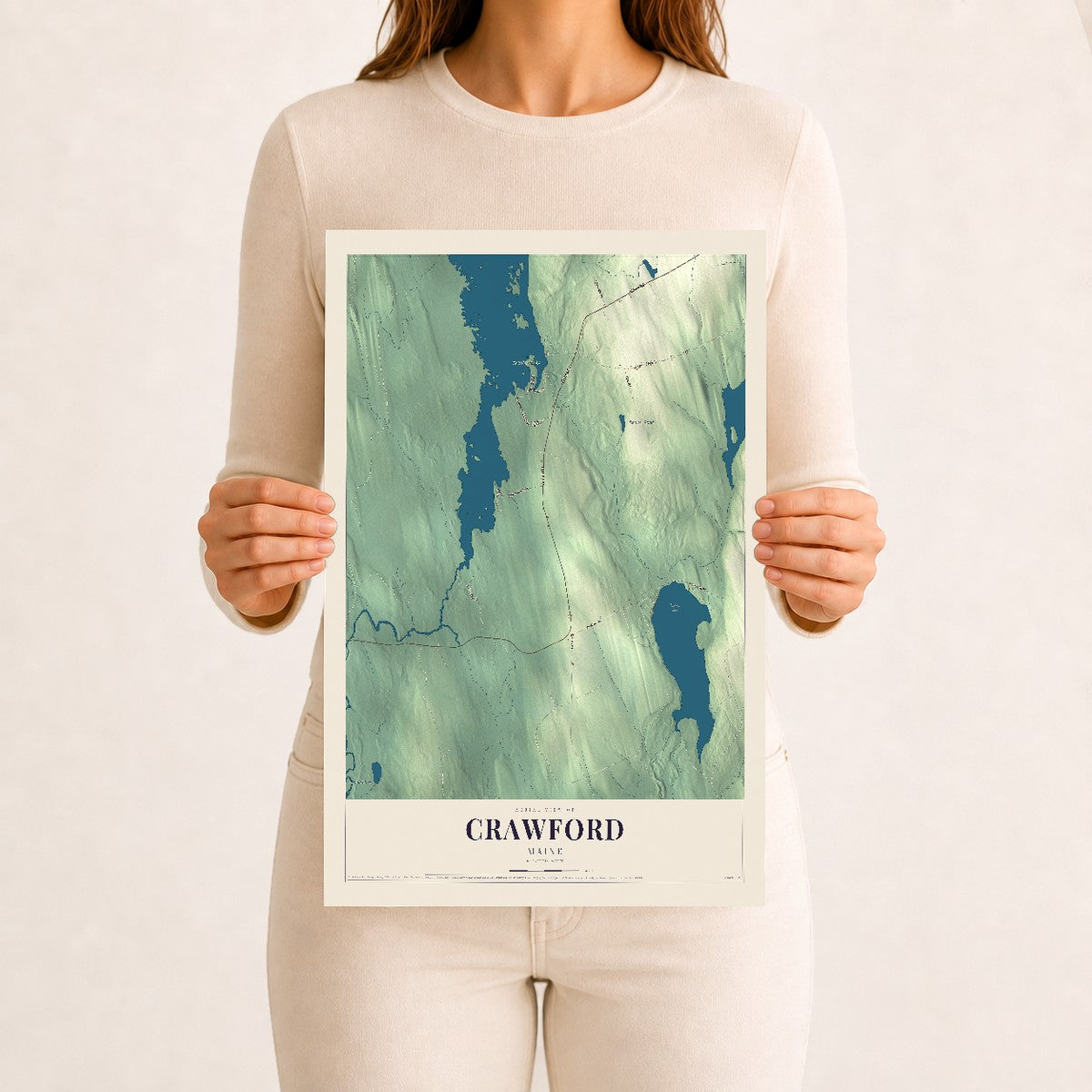 Crawford, Maine map print - 12 x 18 archival matte print