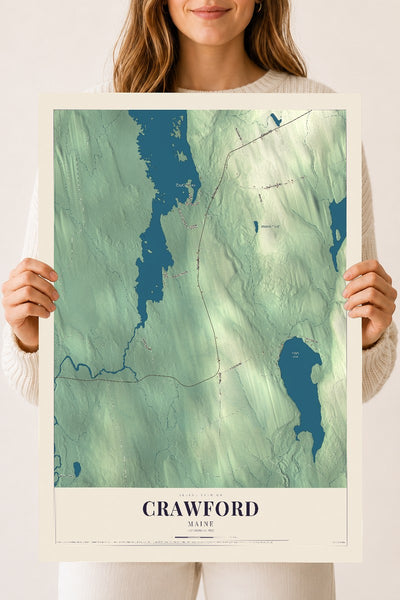 Crawford, Maine map print - 18 x 24 archival matte print
