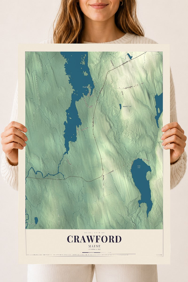 Crawford, Maine map print - 18 x 24 archival matte print