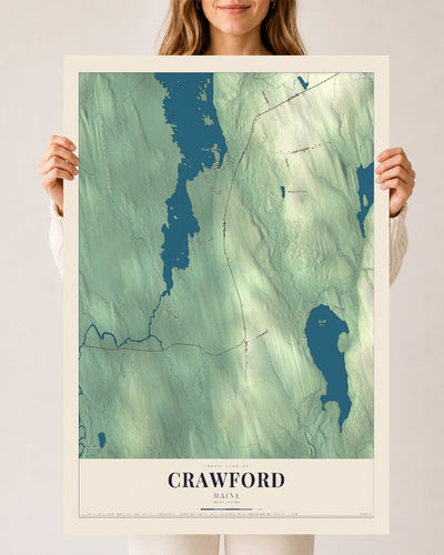 Crawford, Maine map print - 24 x 36 archival matte print