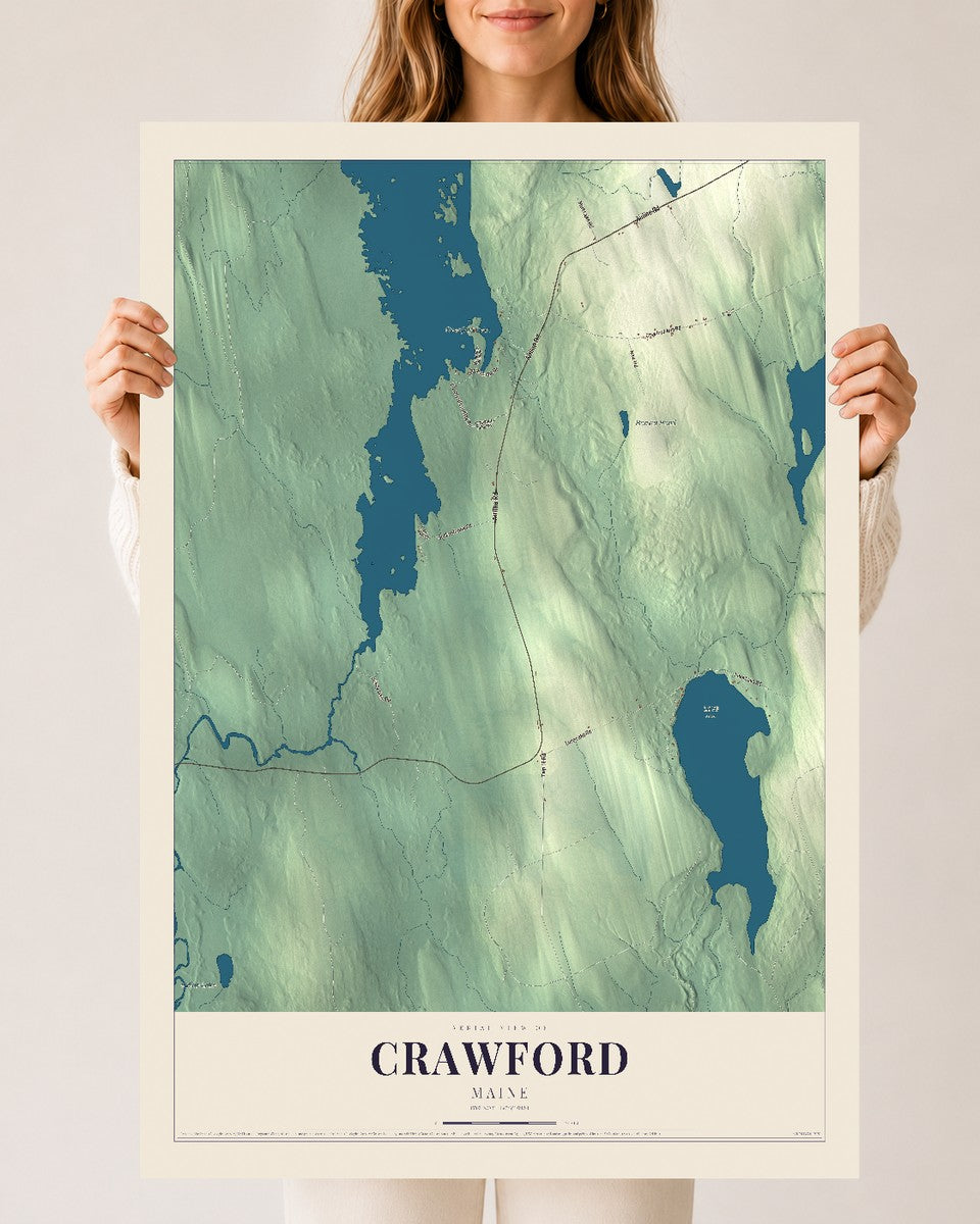 Crawford, Maine map print - 24 x 36 archival matte print