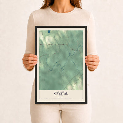 Crystal, Maine map print - 12 x 18 black Ayous wood frame