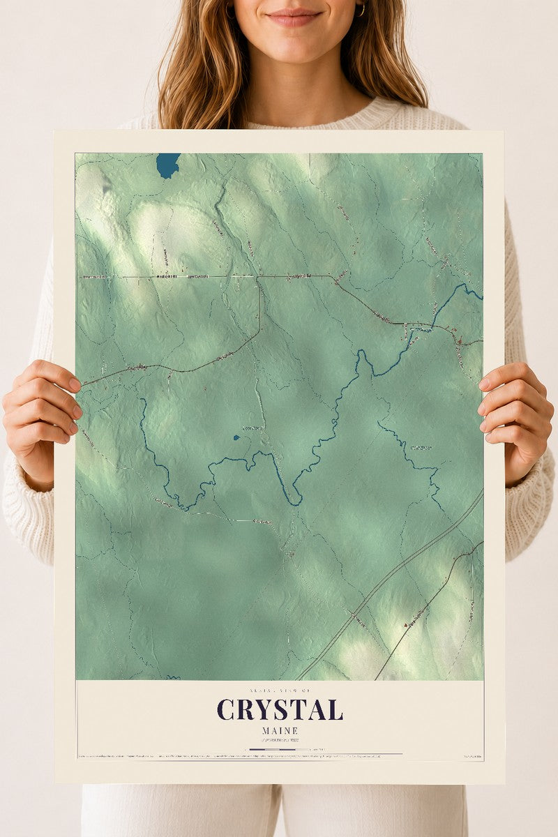 Crystal, Maine map print - 18 x 24 archival matte print