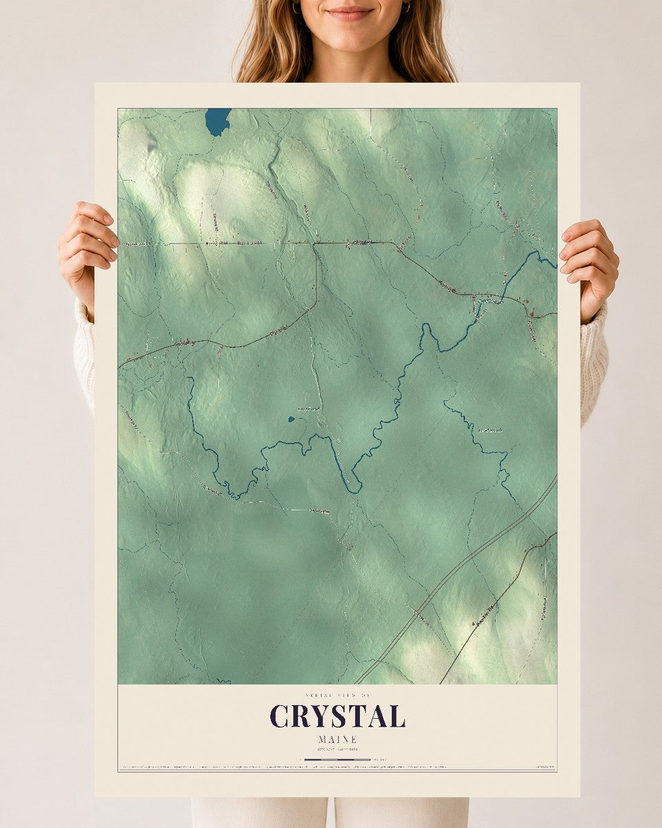 Crystal, Maine map print - 24 x 36 archival matte print