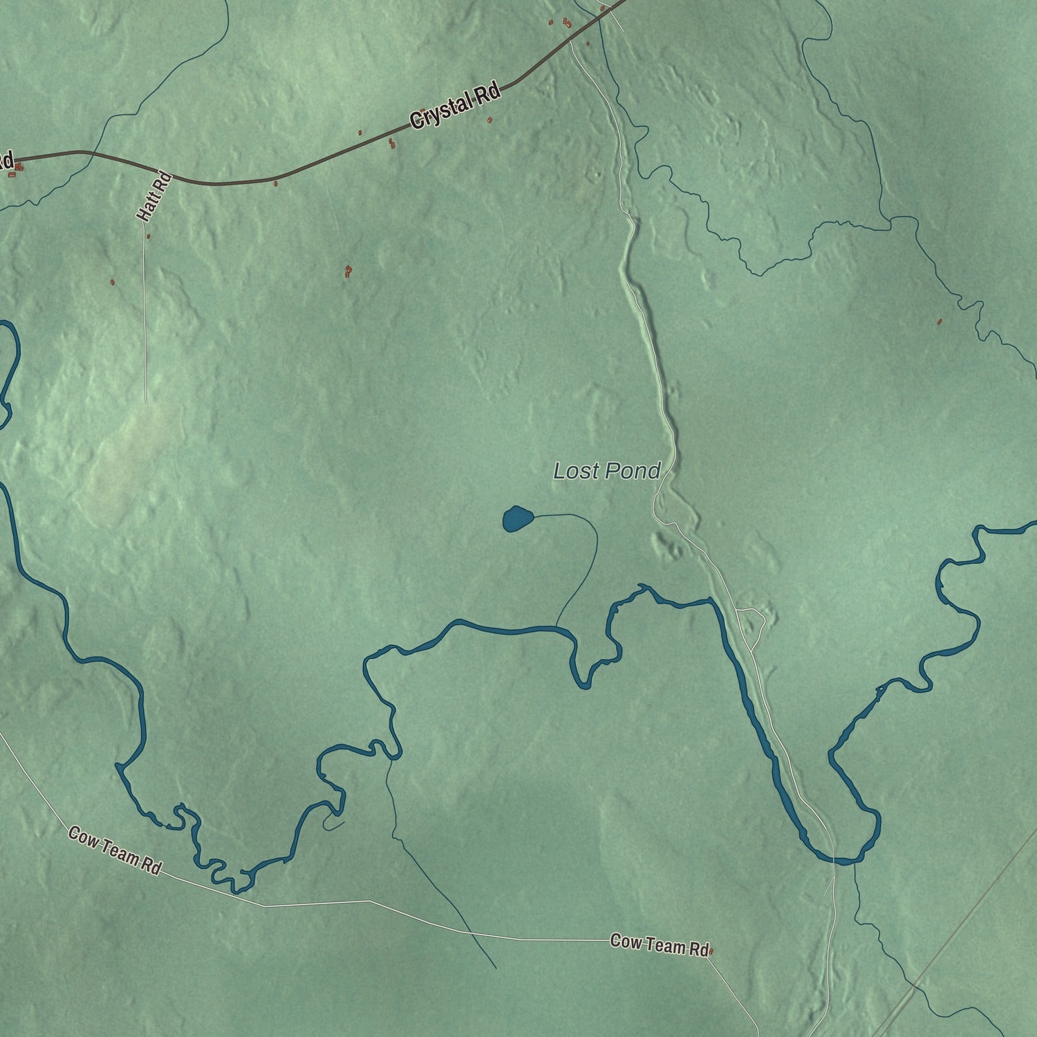 Terrain and local geography detail from the Crystal, Maine map