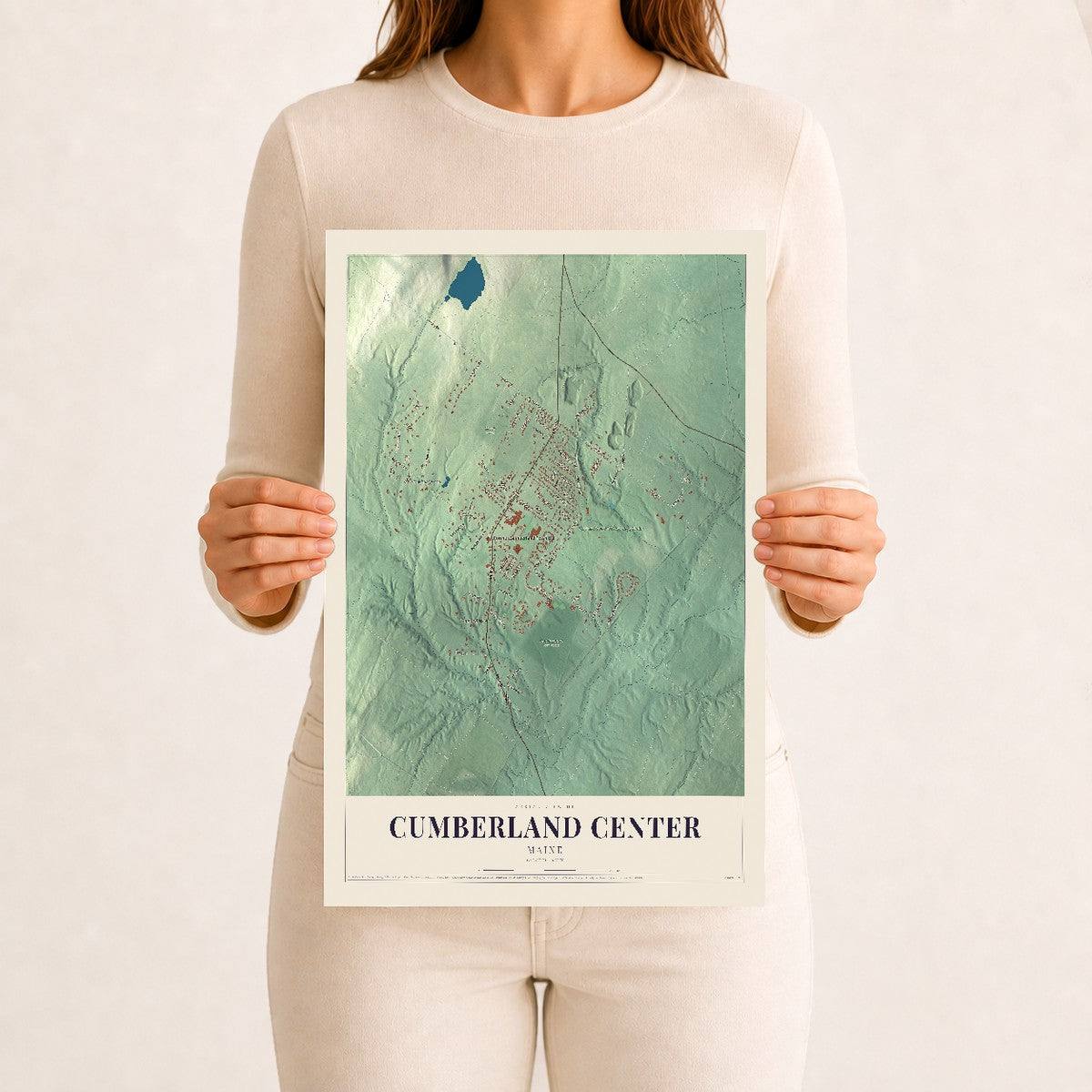 Cumberland Center, Maine map print - 12 x 18 archival matte print