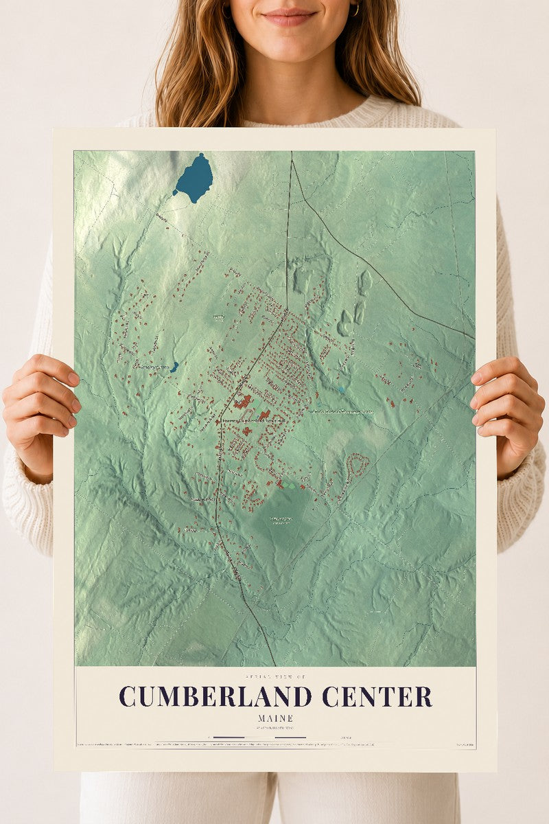 Cumberland Center, Maine map print - 18 x 24 archival matte print