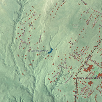 Terrain and local geography detail from the Cumberland Center, Maine map
