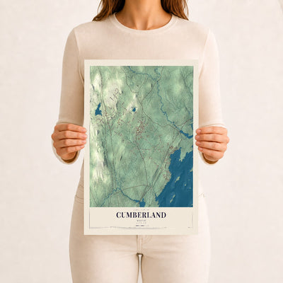 Cumberland, Maine map print - 12 x 18 archival matte print