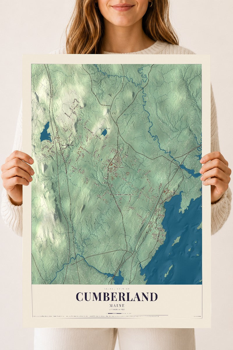 Cumberland, Maine map print - 18 x 24 archival matte print