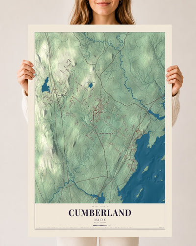 Cumberland, Maine map print - 24 x 36 archival matte print