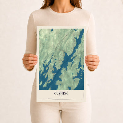 Cushing, Maine map print - 12 x 18 archival matte print