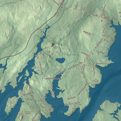 Terrain and local geography detail from the Cushing, Maine map