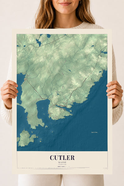 Cutler, Maine map print - 18 x 24 archival matte print