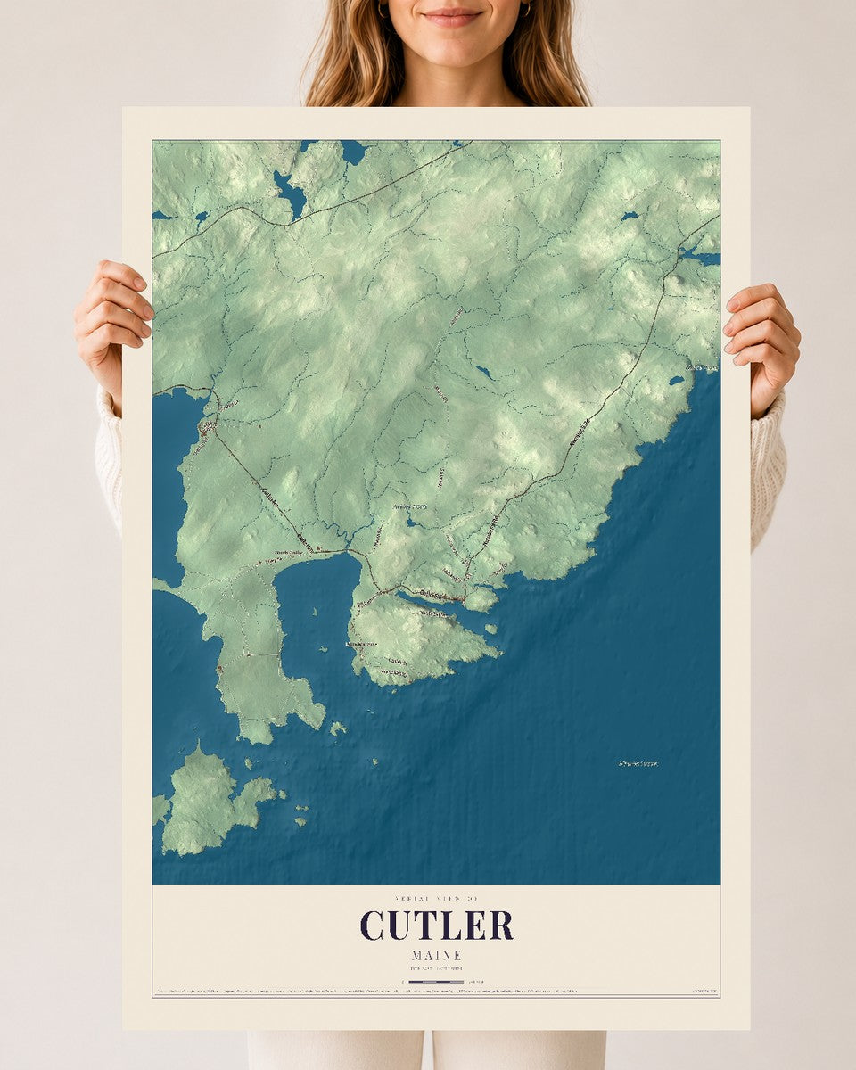 Cutler, Maine map print - 24 x 36 archival matte print
