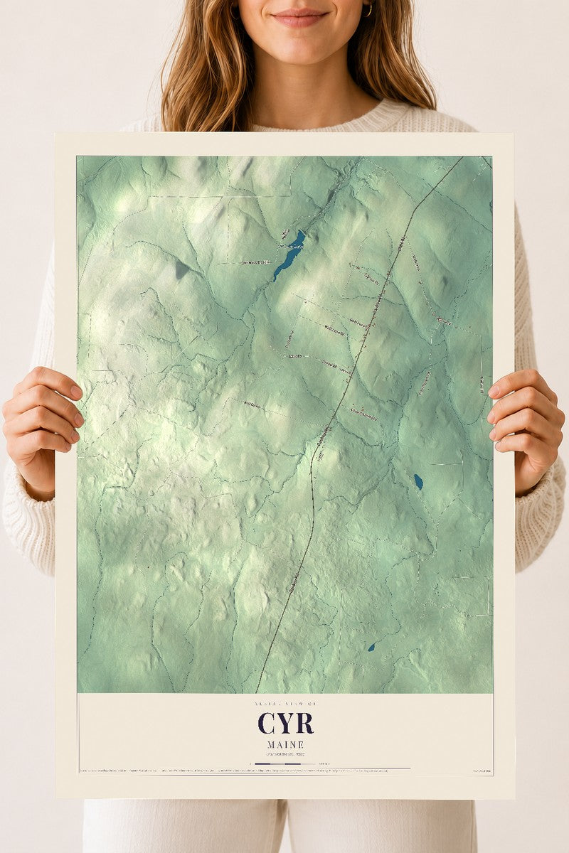 Cyr, Maine map print - 18 x 24 archival matte print