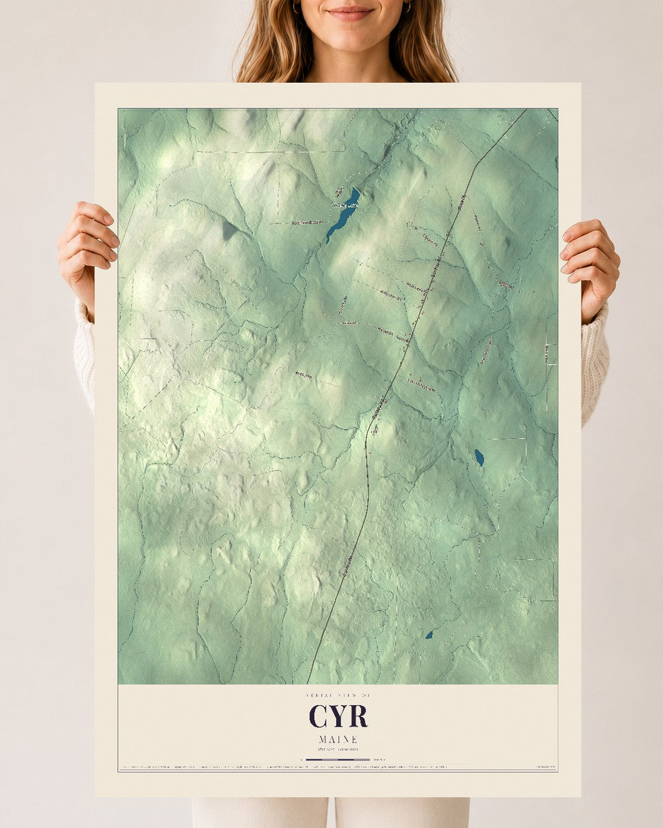 Cyr, Maine map print - 24 x 36 archival matte print