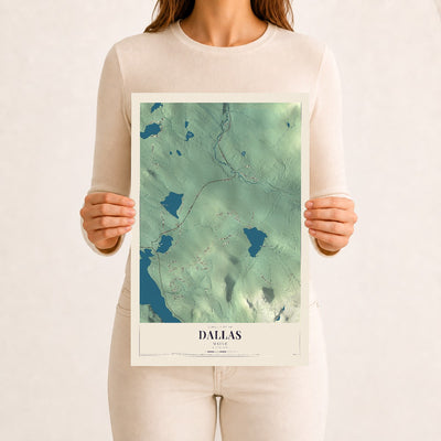 Dallas, Maine map print - 12 x 18 archival matte print